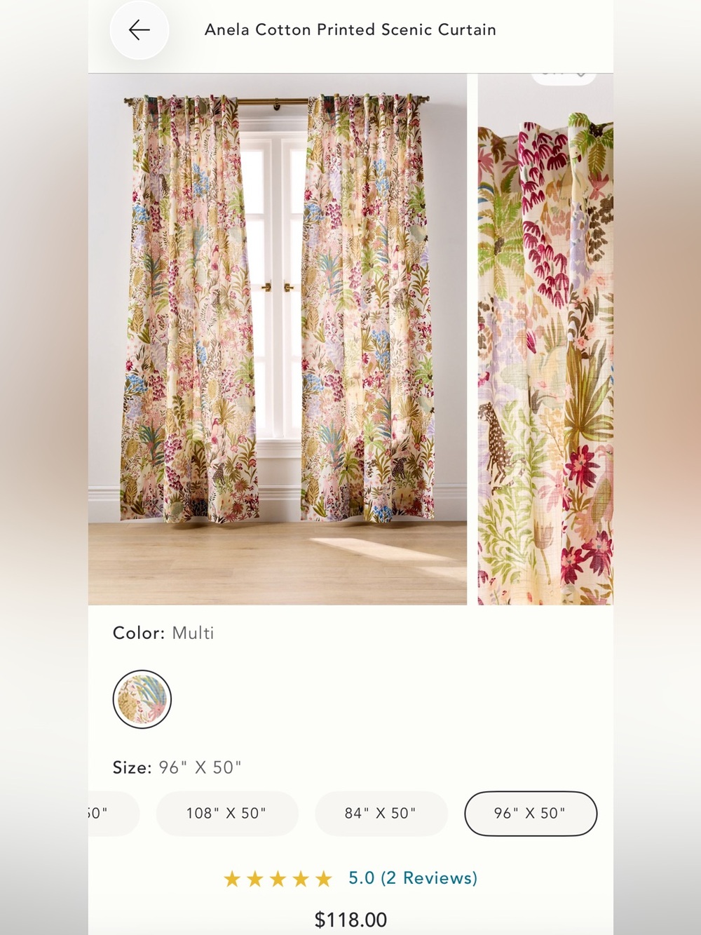 Anthropologie Anela printed curtain (S/2) - Picture 3 of 9